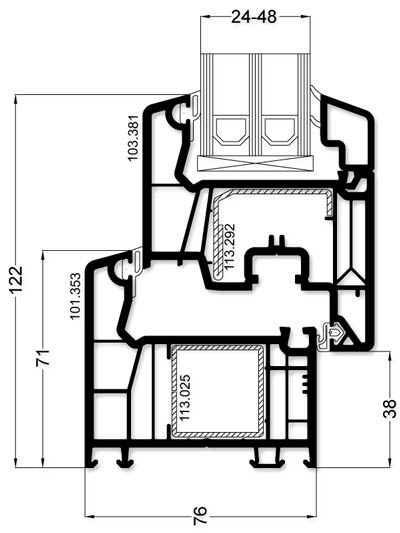 VEKA Softline 76 AD - Profilzeichnung