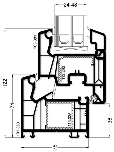 VEKA Softline 76 MD - Profilzeichnung